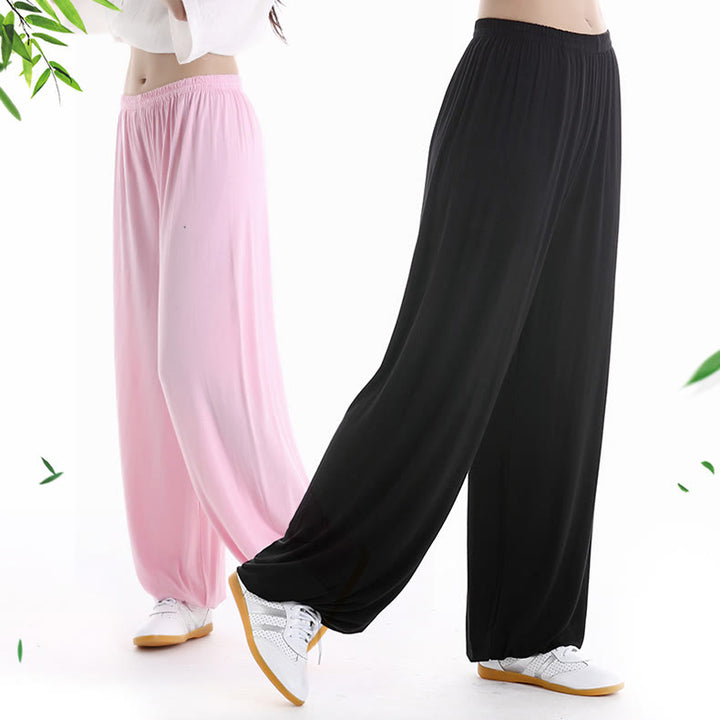 Buddha Stones Letnie Elastyczne Spodnie Tai Chi Qigong Praktyka Modal Unisex
