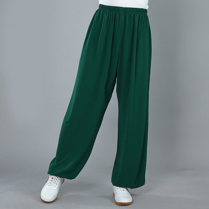 Buddha Stones Letnie Unisex Elastyczna Talia Tai Chi Kung Fu Qigong Praktyka Bawełna Oddychające Spodnie Z Kieszeniami - SeaGreen - 3XL - PASUJE DO USA/UK/AU/EU - 2XL - image 16