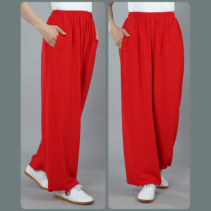Buddha Stones Letnie Unisex Elastyczna Talia Tai Chi Kung Fu Qigong Praktyka Bawełna Oddychające Spodnie Z Kieszeniami - image 17