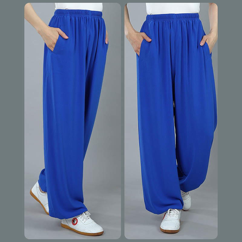 Buddha Stones Letnie Unisex Elastyczna Talia Tai Chi Kung Fu Qigong Praktyka Bawełna Oddychające Spodnie Z Kieszeniami - image 13