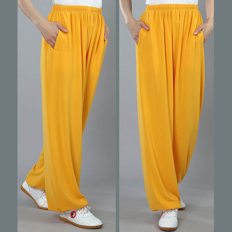 Buddha Stones Letnie Unisex Elastyczna Talia Tai Chi Kung Fu Qigong Praktyka Bawełna Oddychające Spodnie Z Kieszeniami - image 11