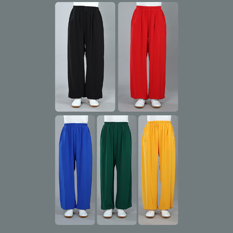 Buddha Stones Letnie Unisex Elastyczna Talia Tai Chi Kung Fu Qigong Praktyka Bawełna Oddychające Spodnie Z Kieszeniami - image 19