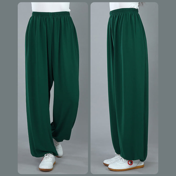 Buddha Stones Letnie Unisex Elastyczna Talia Tai Chi Kung Fu Qigong Praktyka Bawełna Oddychające Spodnie Z Kieszeniami - image 16