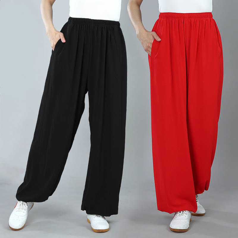 Buddha Stones Letnie Unisex Elastyczna Talia Tai Chi Kung Fu Qigong Praktyka Bawełna Oddychające Spodnie Z Kieszeniami - image 19