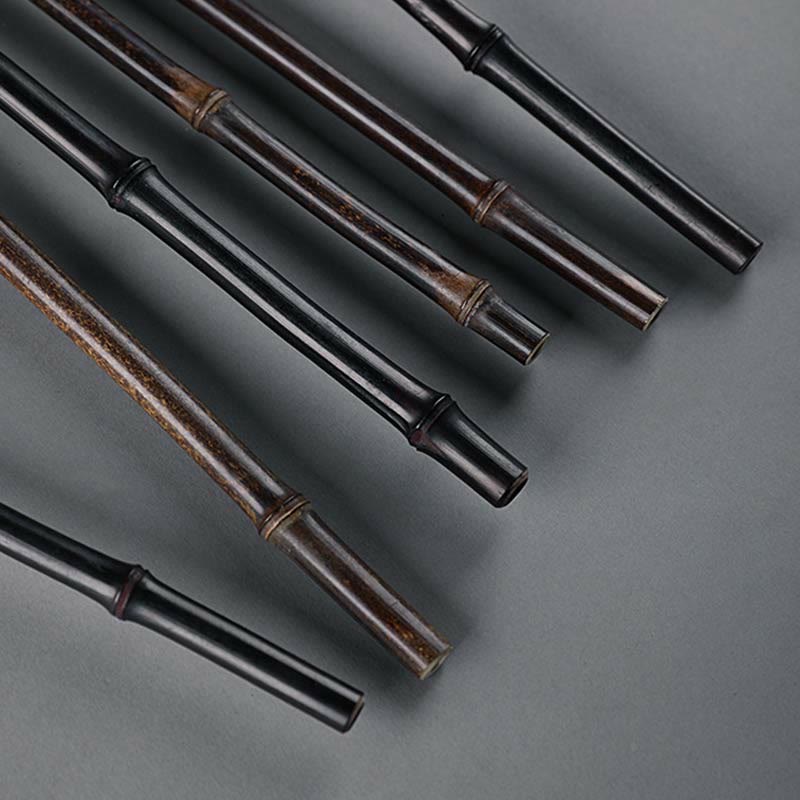 Buddha Stones w stylu chińskim, ręcznie robiony, bambusowy, długi uchwyt, przenośny, kręcony wentylator