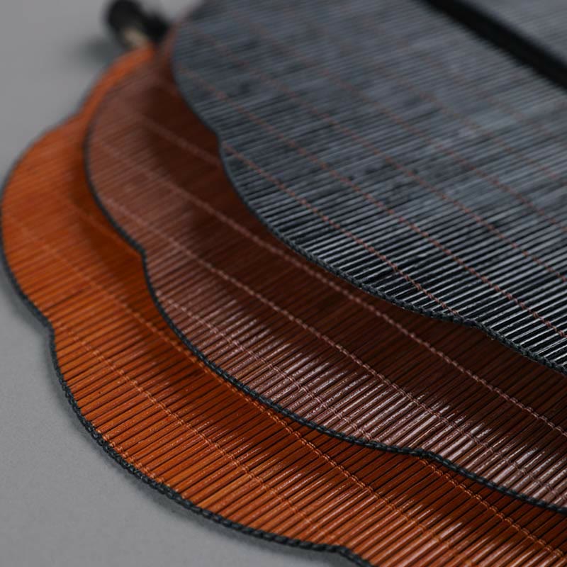 Buddha Stones w stylu chińskim, ręcznie robiony, bambusowy, długi uchwyt, przenośny, kręcony wentylator