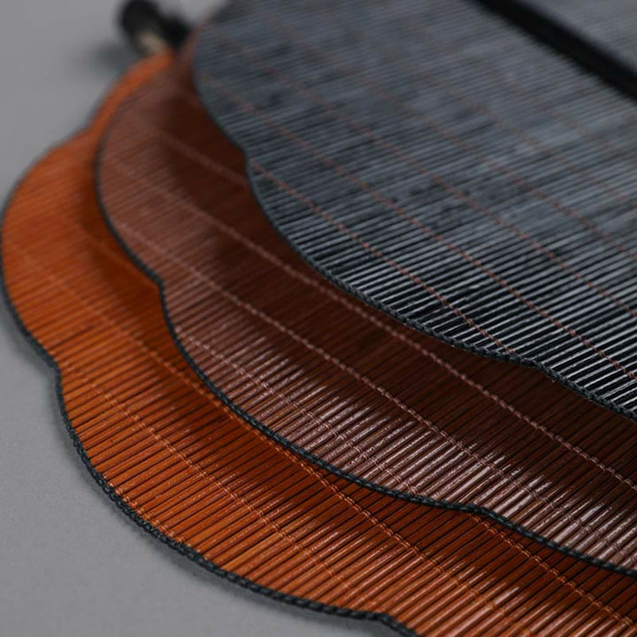 Buddha Stones w stylu chińskim, ręcznie robiony, bambusowy, długi uchwyt, przenośny, kręcony wentylator