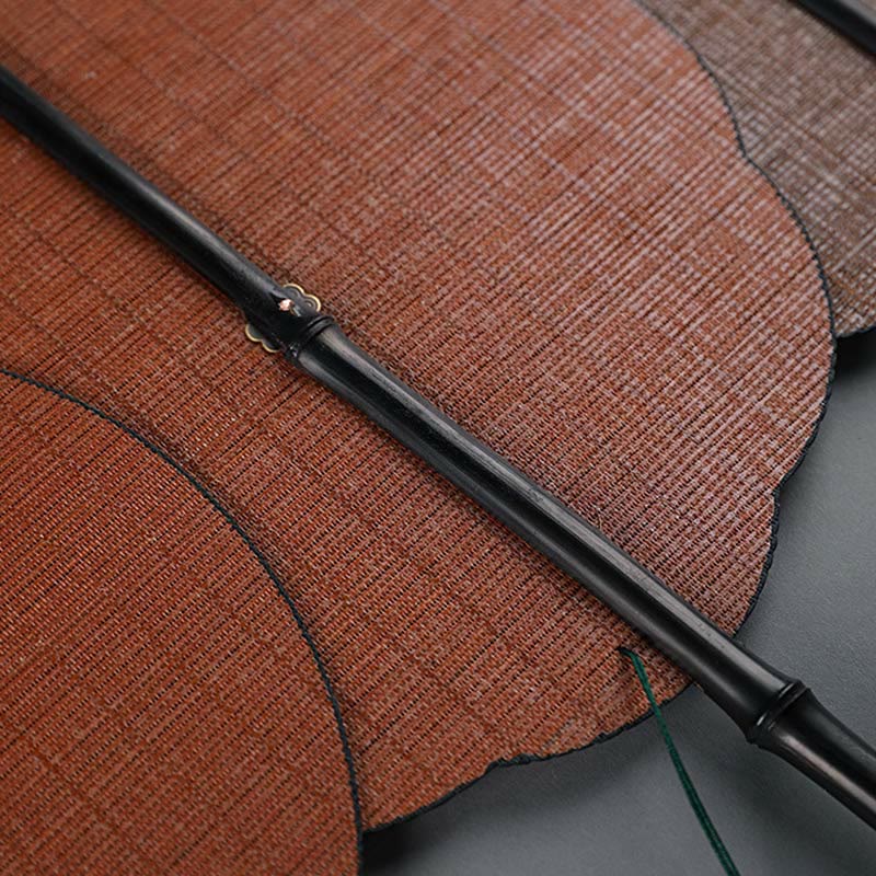 Buddha Stones w stylu chińskim, ręcznie robiony, bambusowy, długi uchwyt, przenośny, kręcony wentylator