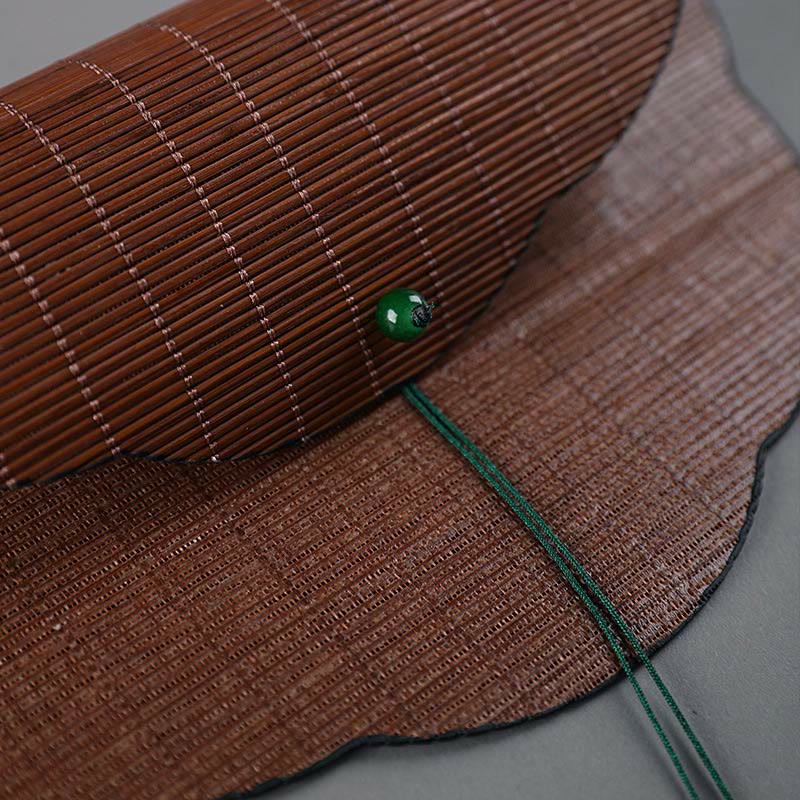 Buddha Stones w stylu chińskim, ręcznie robiony, bambusowy, długi uchwyt, przenośny, kręcony wentylator