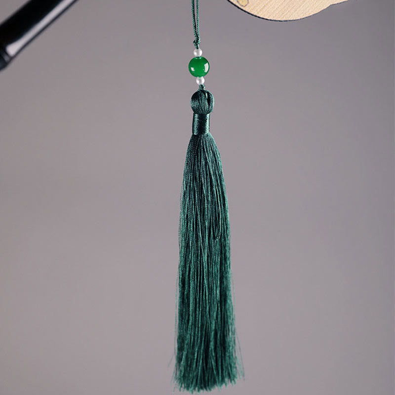 Buddha Stones, ręcznie robiony bambus, tysiące mil rzek i gór, długi uchwyt, przenośny, kręcony wentylator