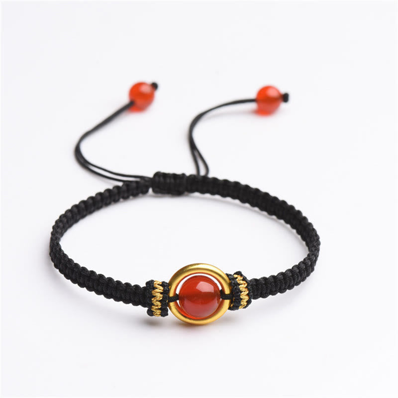 Bransoletka z Buddha Stones z czerwonego agatu i klamrą Peace Calm Rope