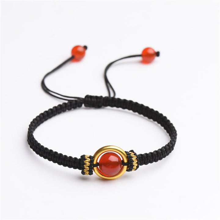 Bransoletka z Buddha Stones z czerwonego agatu i klamrą Peace Calm Rope