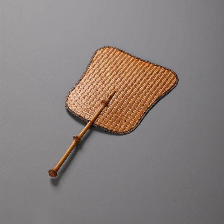 Buddha Stones w stylu chińskim, ręcznie robiony bambusowy wentylator z długą rączką