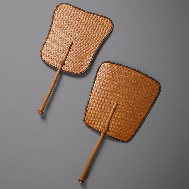 Buddha Stones w stylu chińskim, ręcznie robiony bambusowy wentylator z długą rączką