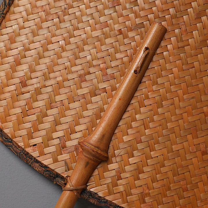 Buddha Stones w stylu chińskim, ręcznie robiony bambusowy wentylator z długą rączką