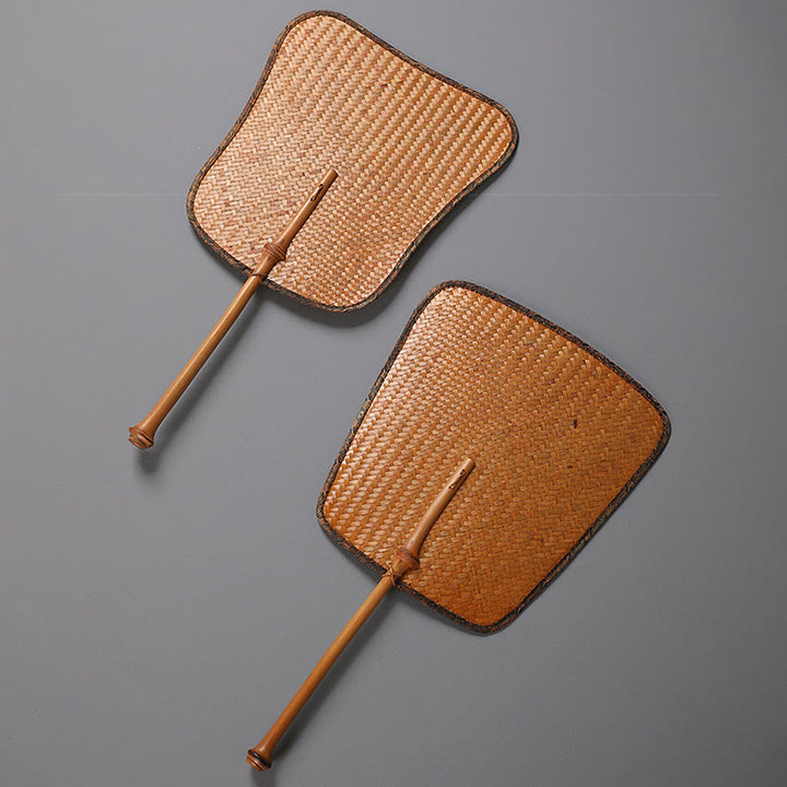 Buddha Stones w stylu chińskim, ręcznie robiony bambusowy wentylator z długą rączką