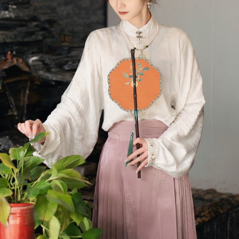 Buddha Stones ręcznie robione wiśnia bambus liść winogron wzór długi fioletowy bambus uchwyt przenośny kręcony wentylator