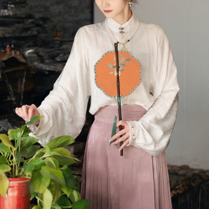 Buddha Stones ręcznie robione wiśnia bambus liść winogron wzór długi fioletowy bambus uchwyt przenośny kręcony wentylator