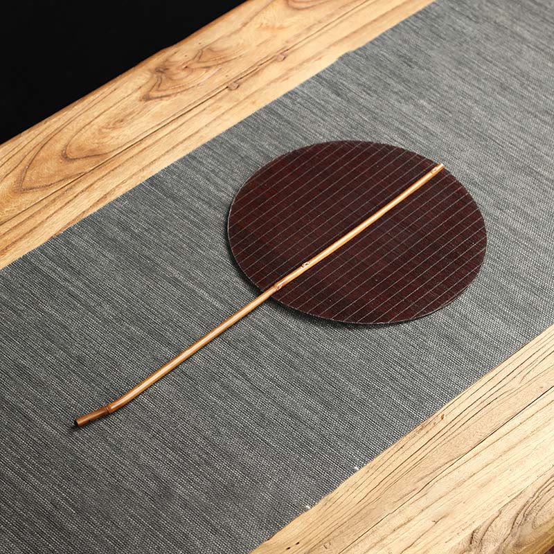 Buddha Stones w stylu chińskim, ręcznie tkane z bambusa, okrągłe, owalne, w kształcie banana, z długim uchwytem