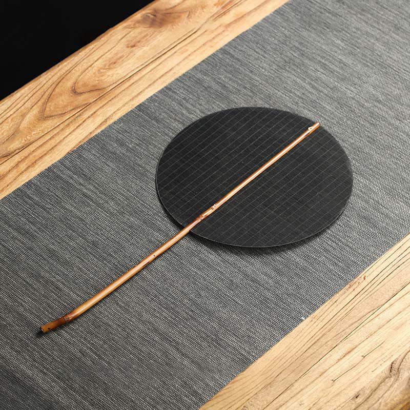 Buddha Stones w stylu chińskim, ręcznie tkane z bambusa, okrągłe, owalne, w kształcie banana, z długim uchwytem