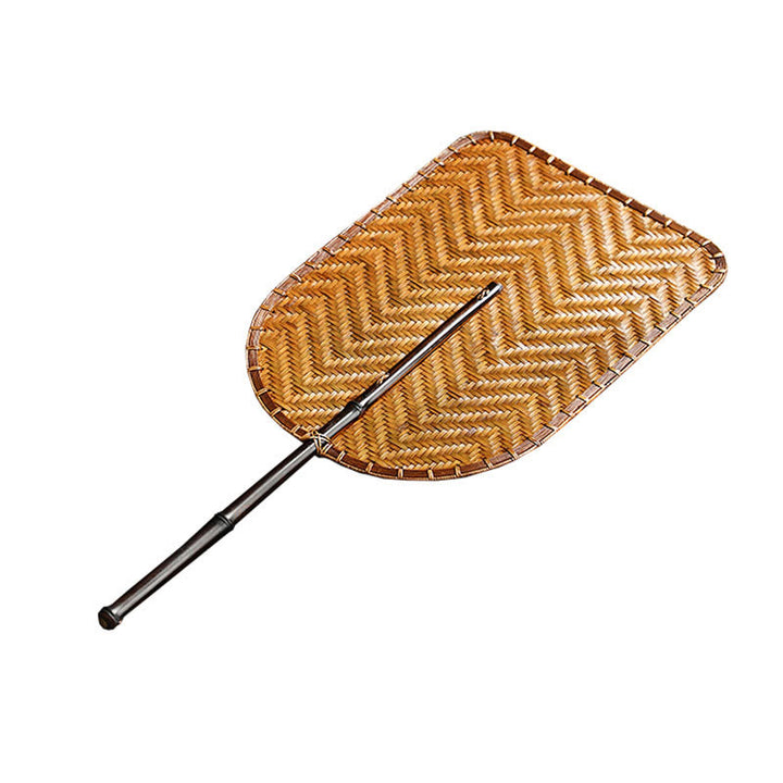 Buddha Stones w stylu chińskim, ręcznie tkane z bambusa, okrągłe, owalne, w kształcie banana, z długim uchwytem