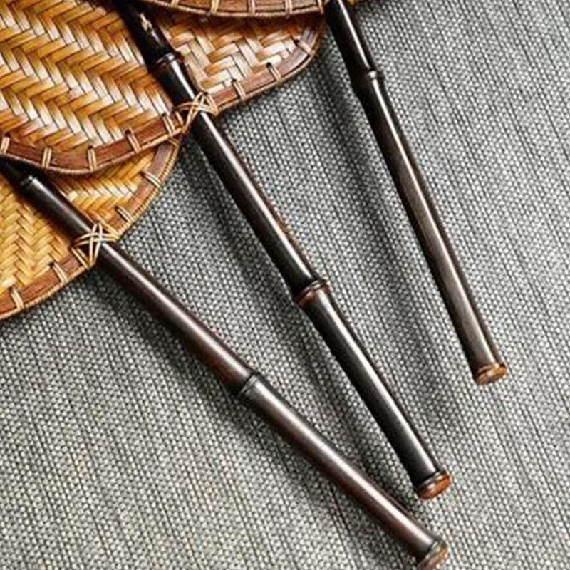 Buddha Stones w stylu chińskim, ręcznie tkane z bambusa, okrągłe, owalne, w kształcie banana, z długim uchwytem