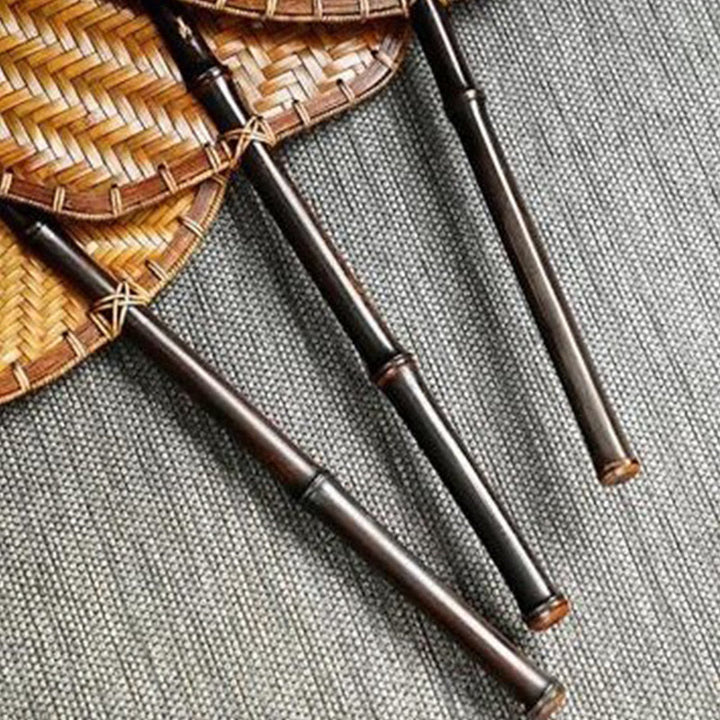 Buddha Stones w stylu chińskim, ręcznie tkane z bambusa, okrągłe, owalne, w kształcie banana, z długim uchwytem