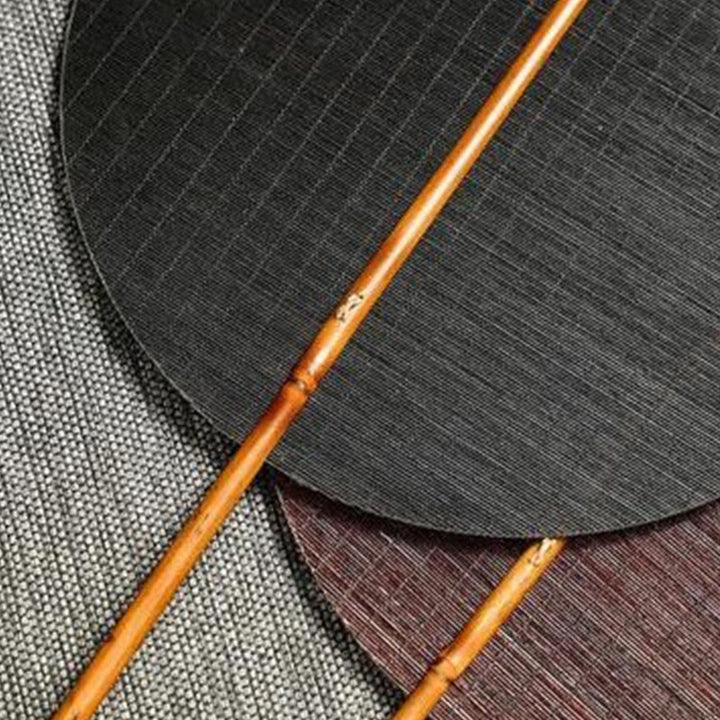 Buddha Stones w stylu chińskim, ręcznie tkane z bambusa, okrągłe, owalne, w kształcie banana, z długim uchwytem