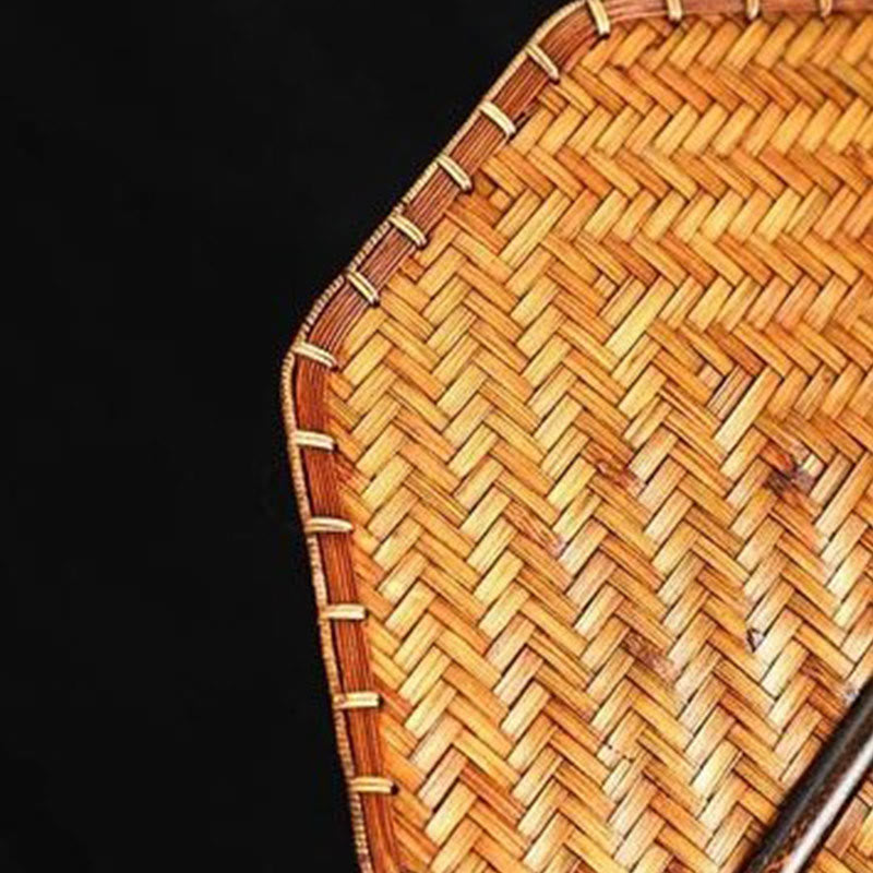 Buddha Stones w stylu chińskim, ręcznie tkane z bambusa, okrągłe, owalne, w kształcie banana, z długim uchwytem