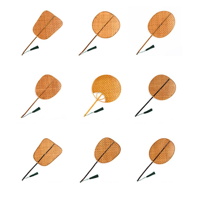 Buddha Stones w stylu chińskim, ręcznie tkane z bambusa, owalne, okrągłe, stożkowe, bananowe, z długim uchwytem