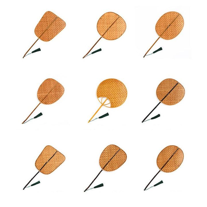 Buddha Stones w stylu chińskim, ręcznie tkane z bambusa, owalne, okrągłe, stożkowe, bananowe, z długim uchwytem