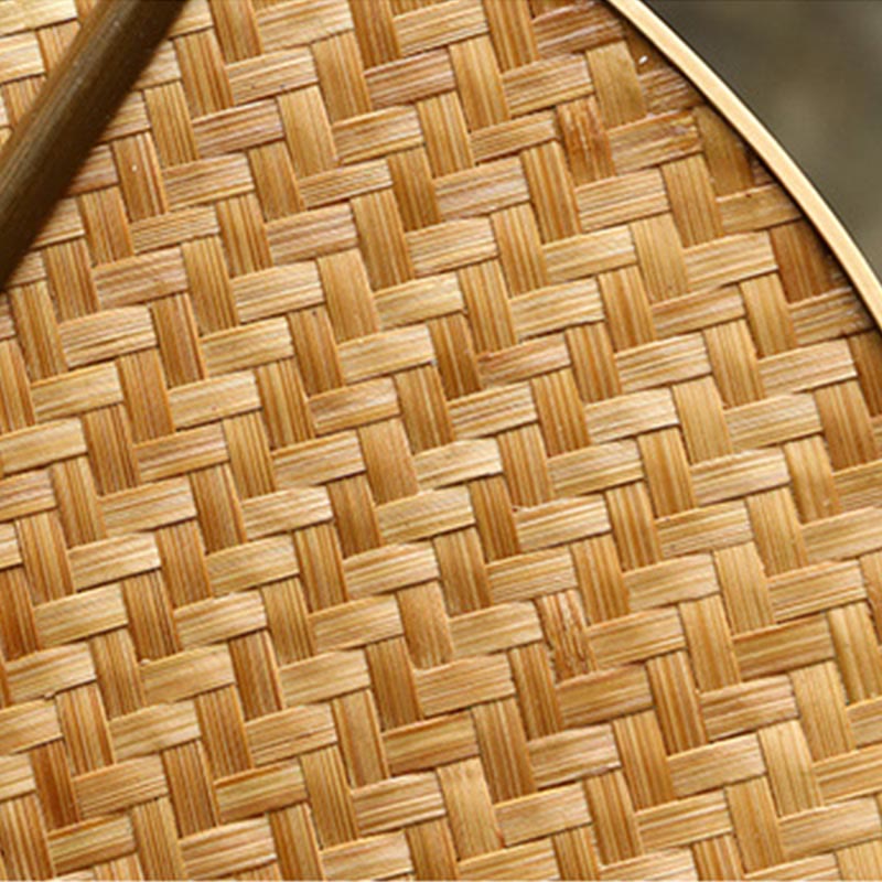 Buddha Stones w stylu chińskim, ręcznie tkane z bambusa, owalne, okrągłe, stożkowe, bananowe, z długim uchwytem