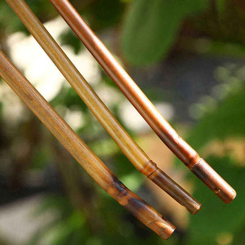 Buddha Stones w stylu chińskim, ręcznie tkane z bambusa, owalne, okrągłe, stożkowe, bananowe, z długim uchwytem