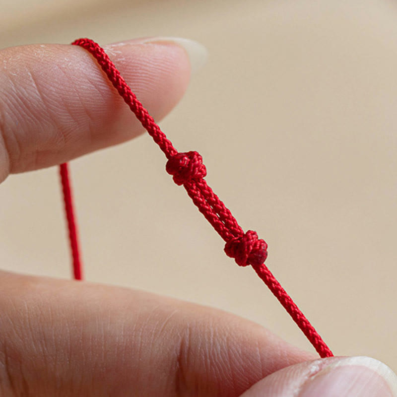 Bransoletka Buddha Stones wykonana ręcznie ze srebra próby 925 Fu Character Red Agate Fortune Braided Ultra-Thin Rope
