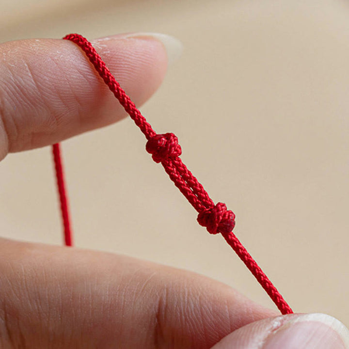 Bransoletka Buddha Stones wykonana ręcznie ze srebra próby 925 Fu Character Red Agate Fortune Braided Ultra-Thin Rope