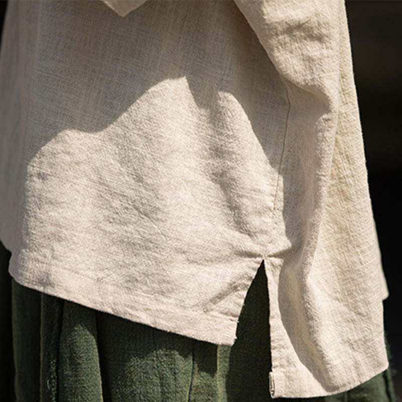 Koszulka z krótkim rękawem z ramią z lnu i bawełny Buddha Stones na co dzień - image 28