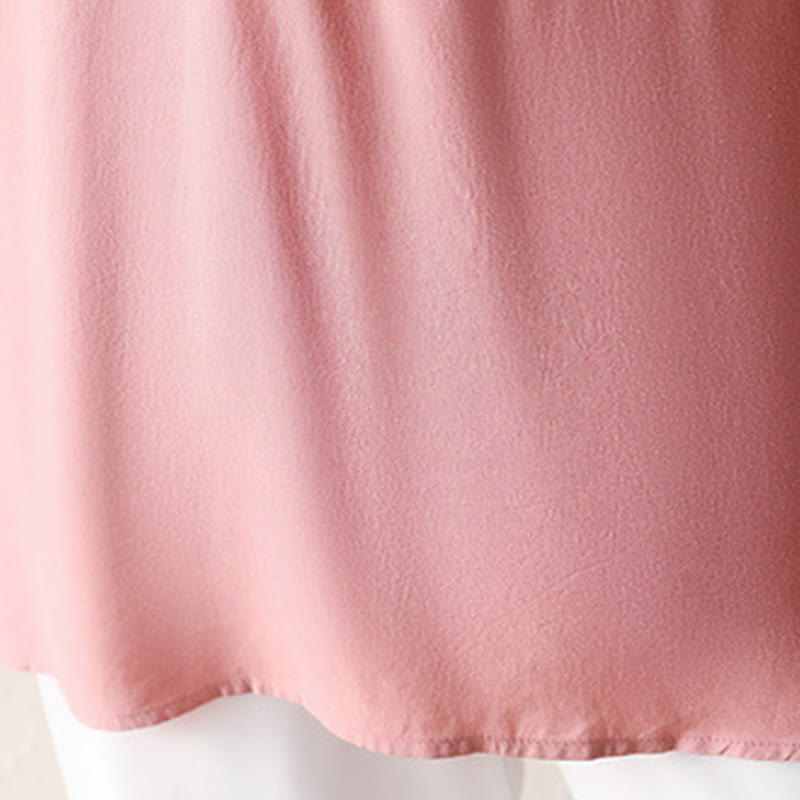 Koszulka z krótkim rękawem i dekoltem w serek z różowymi guzikami Buddha Stones - image 9