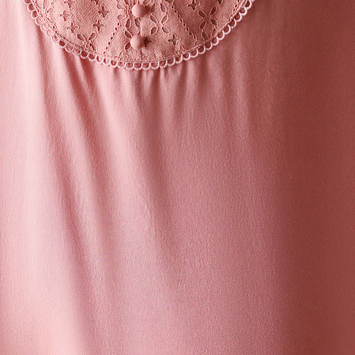 Koszulka z krótkim rękawem i dekoltem w serek z różowymi guzikami Buddha Stones - image 7