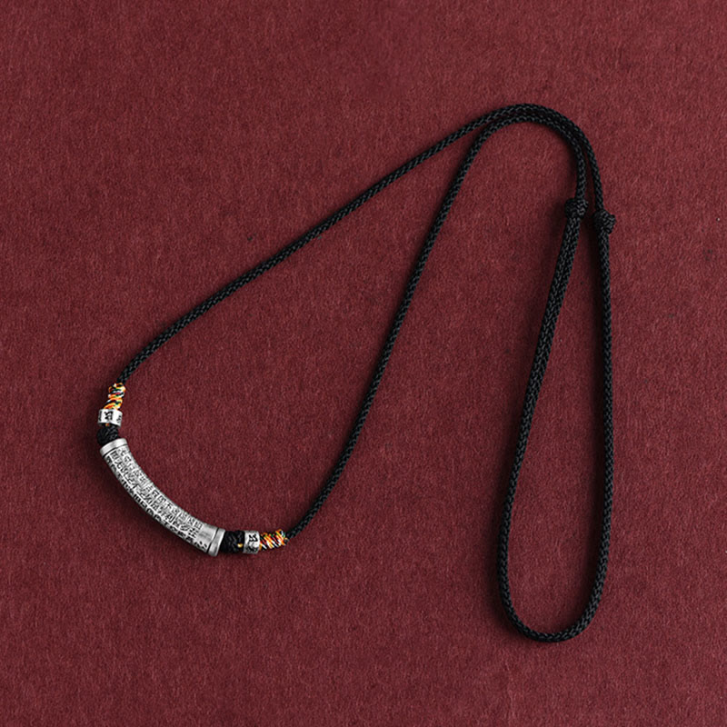 Buddha Stones 999 Srebro Sterling Sześć Prawdziwych Słów Sutra Serca Naszyjnik Wisiorek - image 2