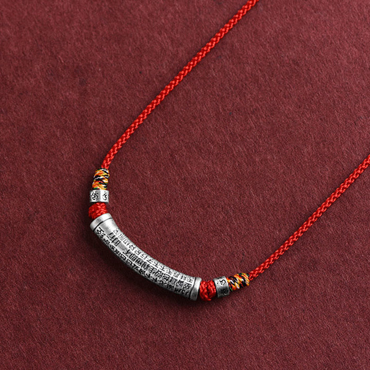 Buddha Stones 999 Srebro Sterling Sześć Prawdziwych Słów Sutra Serca Naszyjnik Wisiorek - Czerwony (Sześć Prawdziwych Słów i Sutra Serca) - image 12