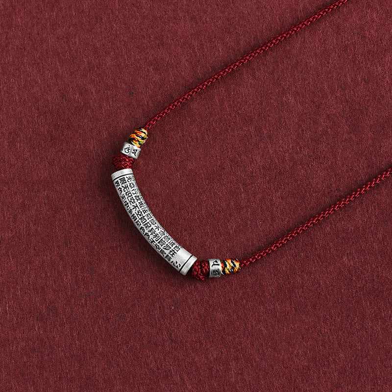 Buddha Stones 999 Srebro Sterling Sześć Prawdziwych Słów Sutra Serca Naszyjnik Wisiorek - Czerwone wino (Sześć Prawdziwych Słów i Sutra Serca) - image 11