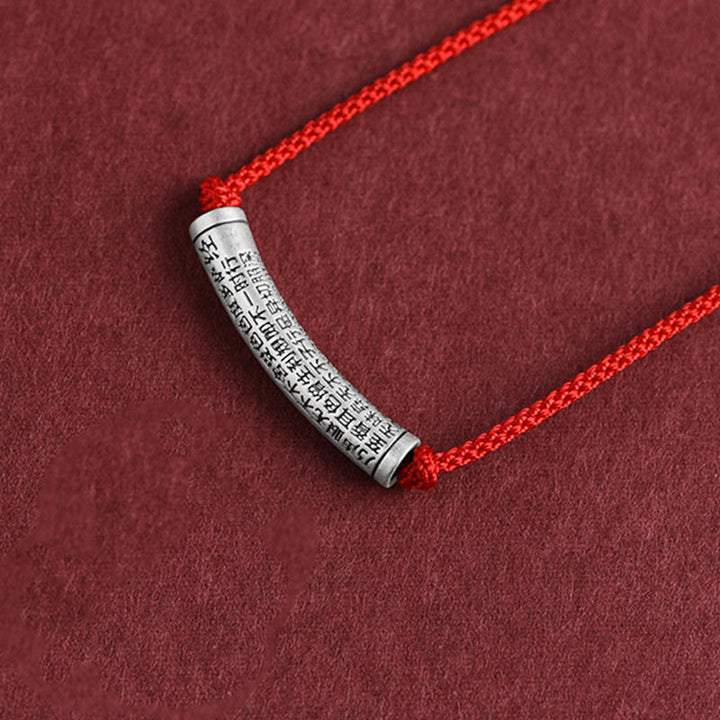 Buddha Stones 999 Srebro Sterling Sześć Prawdziwych Słów Sutra Serca Naszyjnik Wisiorek - Czerwony (Sutra Serca) - image 27