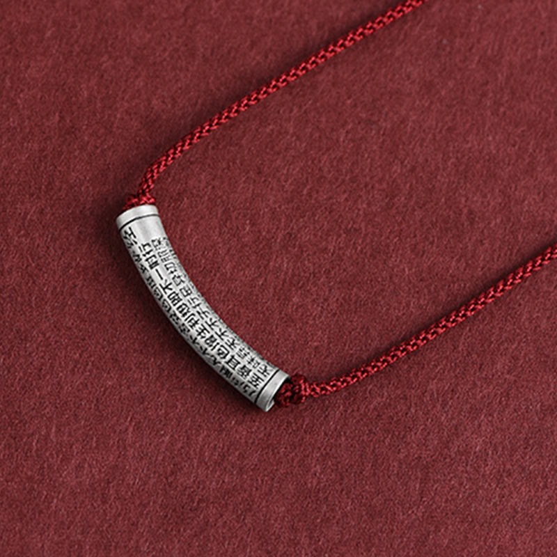 Buddha Stones 999 Srebro Sterling Sześć Prawdziwych Słów Sutra Serca Naszyjnik Wisiorek - Wino czerwone (Sutra serca) - image 26
