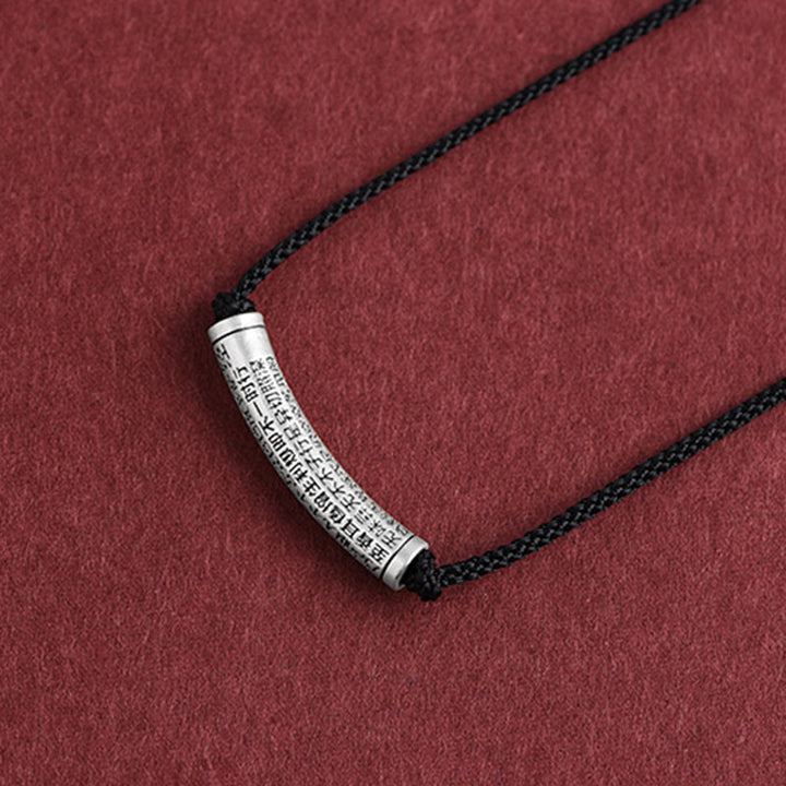 Buddha Stones 999 Srebro Sterling Sześć Prawdziwych Słów Sutra Serca Naszyjnik Wisiorek - Czarny (Sutra Serca) - image 17