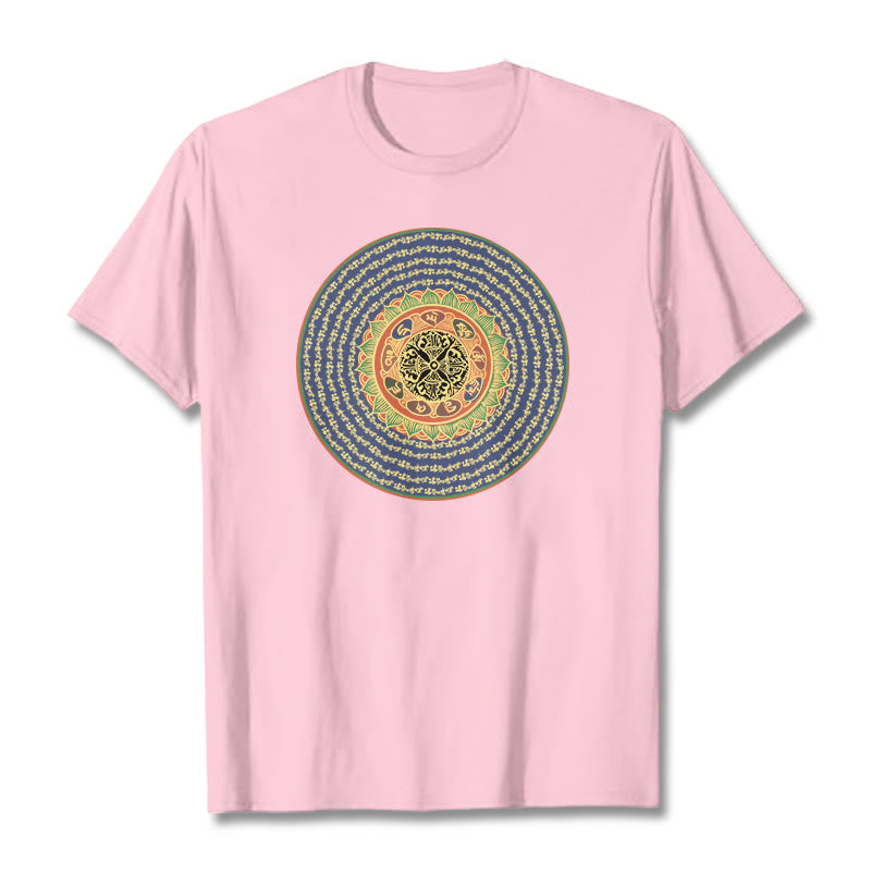 Buddha Stones 108 Om Mani Padme Hum Mantra Sanskryt Tee - Jasnoróżowy - 2XL - image 12