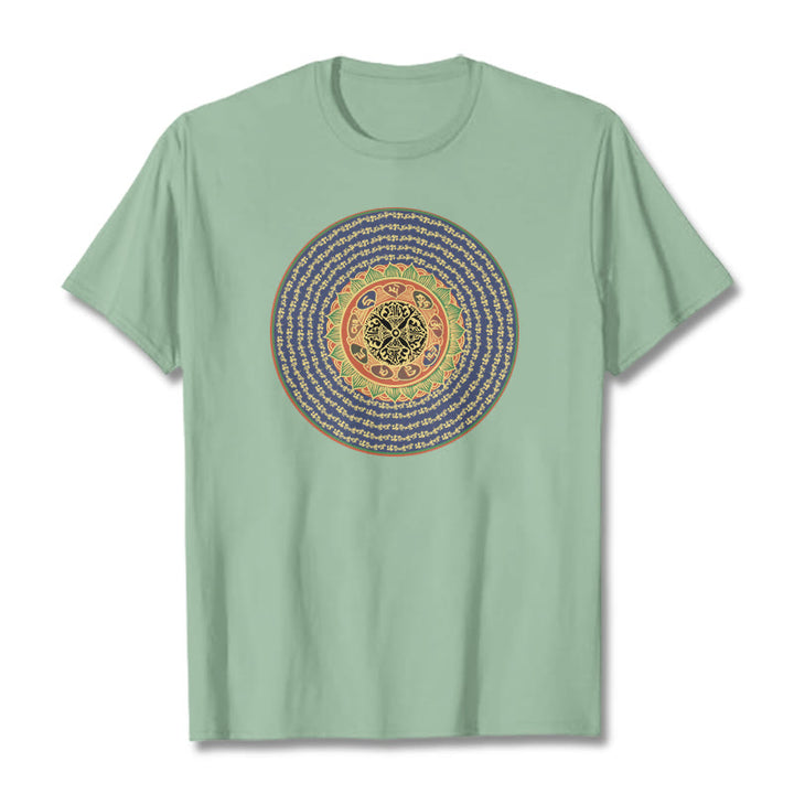 Buddha Stones 108 Om Mani Padme Hum Mantra Sanskryt Tee - Jasnozielony - 2XL - image 17