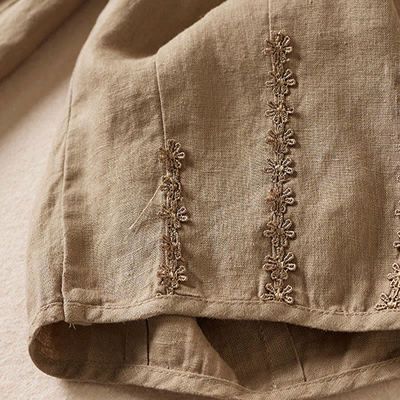 Letnie spodnie haremowe z haftem w kształcie małych kwiatów i kieszeniami z motywem Buddha Stones - image 10