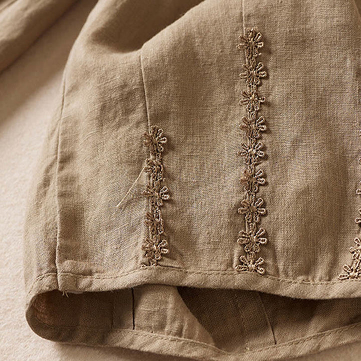 Letnie spodnie haremowe z haftem w kształcie małych kwiatów i kieszeniami z motywem Buddha Stones - image 10