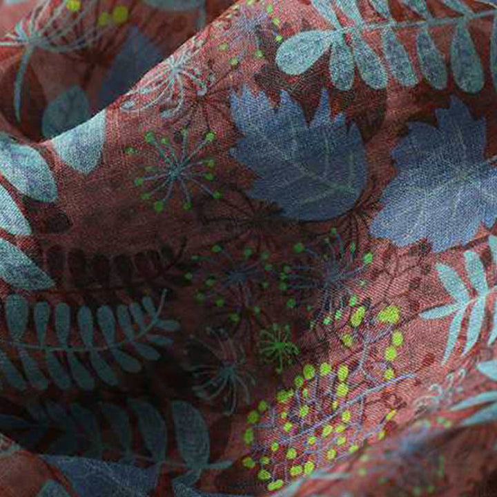 Buddha Stones Letnie Damskie Niebieskie Liście Rośliny Spodnie Z Kieszeniami - image 7