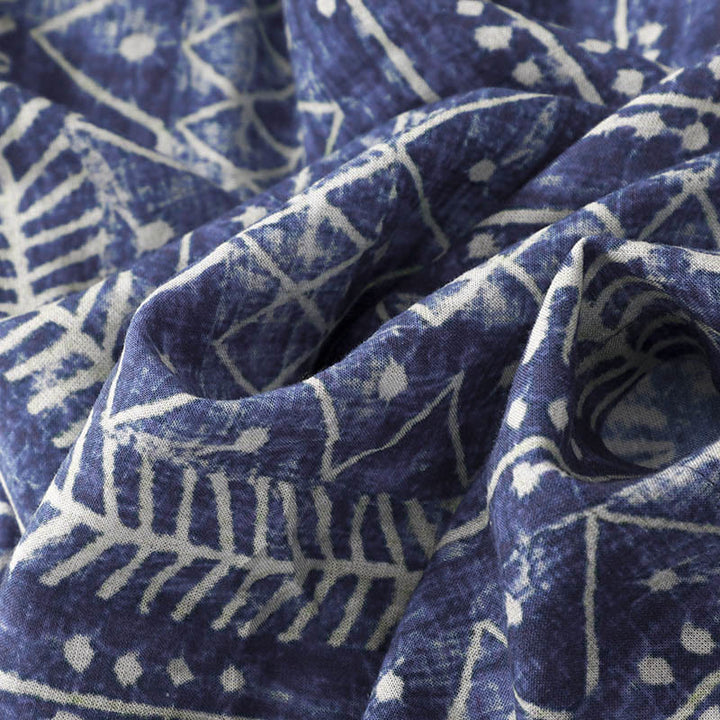 Spodnie szerokie z kieszeniami z nadrukiem w niebieskie paski z bawełny i lnu z Buddha Stones - image 7